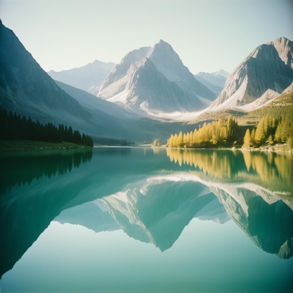 Vintage Film Capture of Serene Lake