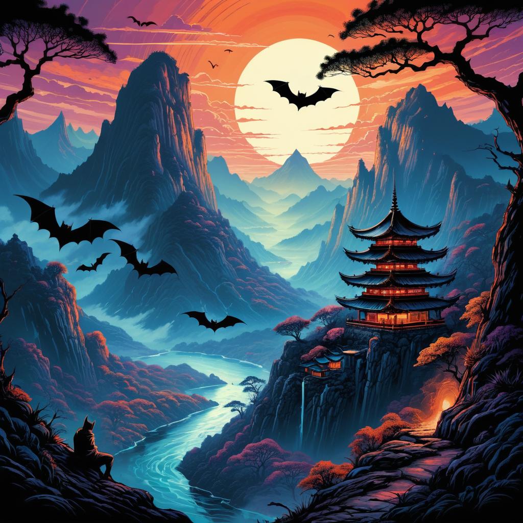 Mystical Fantasy Landscapes with Bats