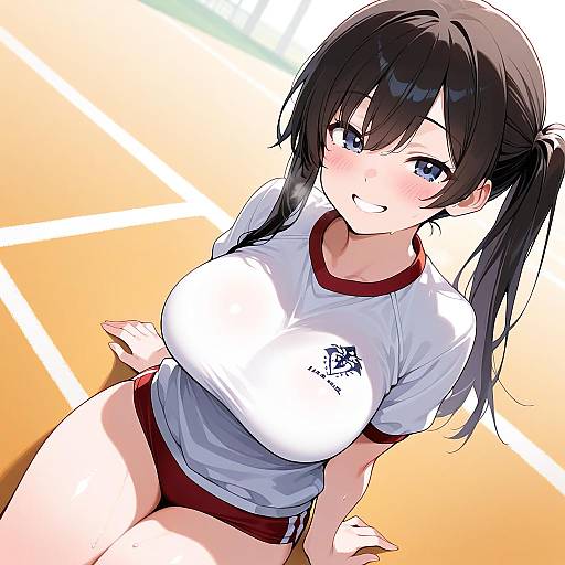 Happy Girl in White Gym Uniform