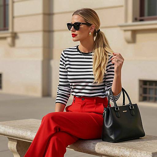 Chic Woman in Sunlit Urban Setting