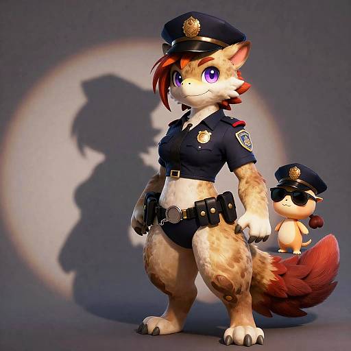 Realistic Anthro Raptor Police Portrait