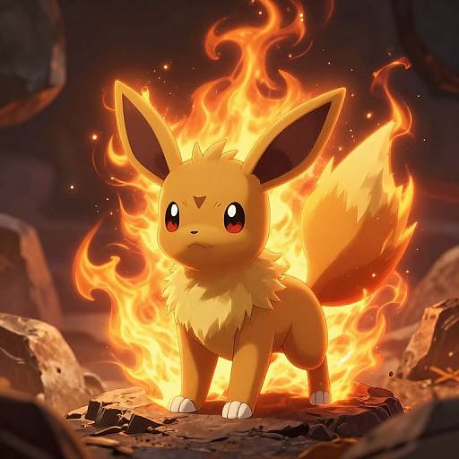 Fiery Vulpix on Rocky Terrain