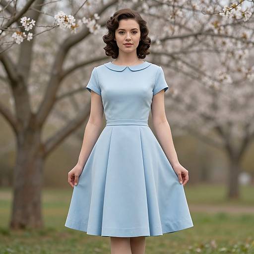 Vintage 1950s Woman in Pastel Dress