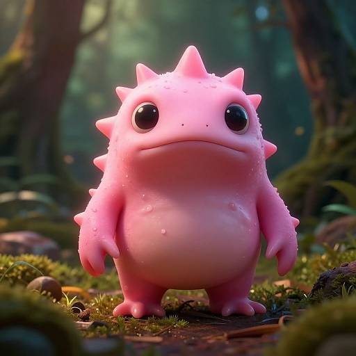 Photorealistic Spiky Pink Slime Creature