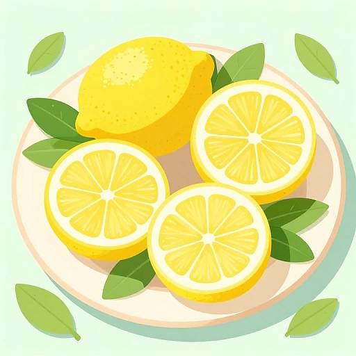 Vibrant Sliced Lemons Illustration