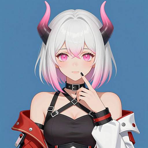 Anime Style Female Character with Pink Horns
