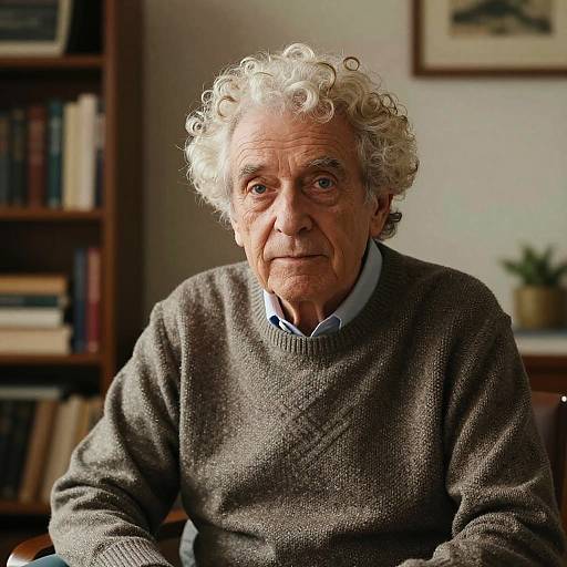 Curly Mullet on Elderly Man