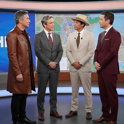 TV Studio Photograph of Four Men