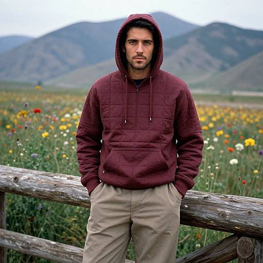 Stylish Man on Rustic Bridge