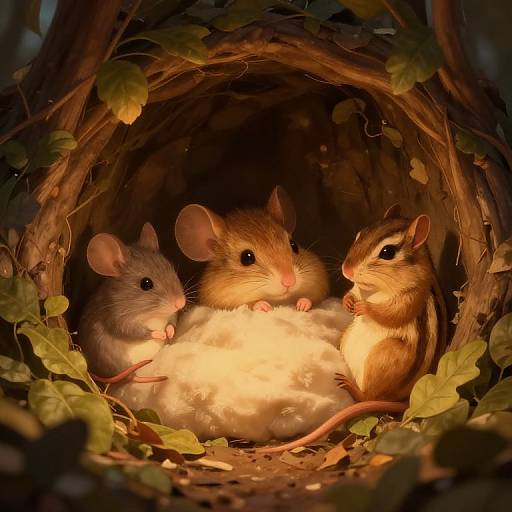Cozy Woodland Creatures Resting Peacefully