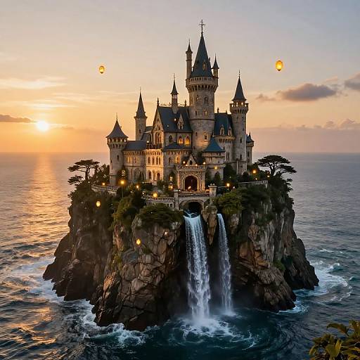 Enchanted Cliffside Fantasy Mansion