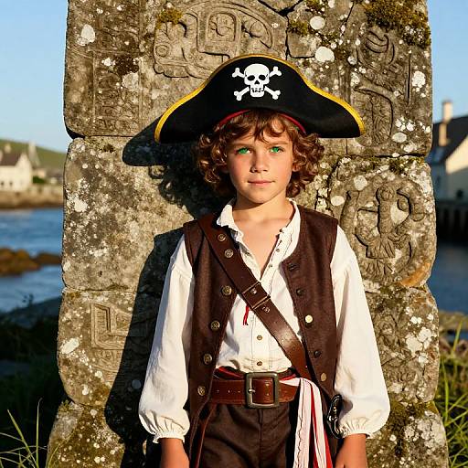 Young Pirate Boy in Coastal Village