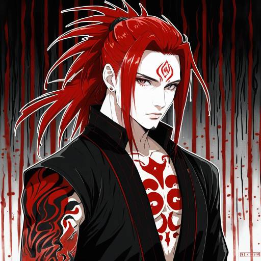 Illustration of Abarai renji, bleach in the style of C-button