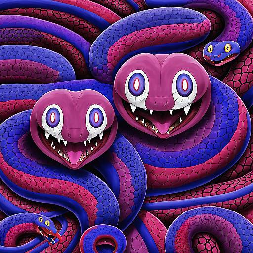 Illustration of Arbok, pokemon in the style of Tsukiyo (skymint)