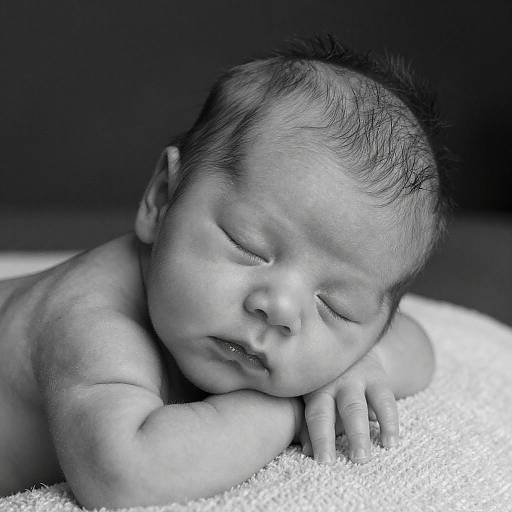 Serene Black and White Newborn Portrait