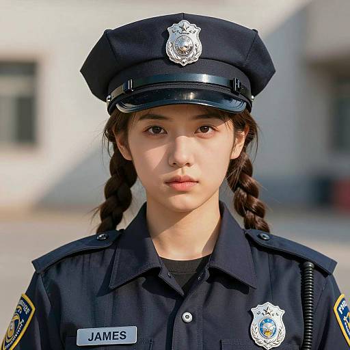 Realistic Female Cop Costume Portrait