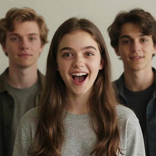 Realistic Portrait of Excited Girl