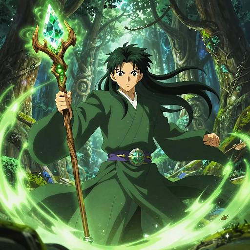 Anime Wizard Casting Powerful Spell