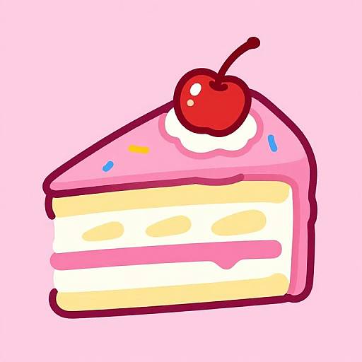 Cheerful Cartoon Layered Cake Slice