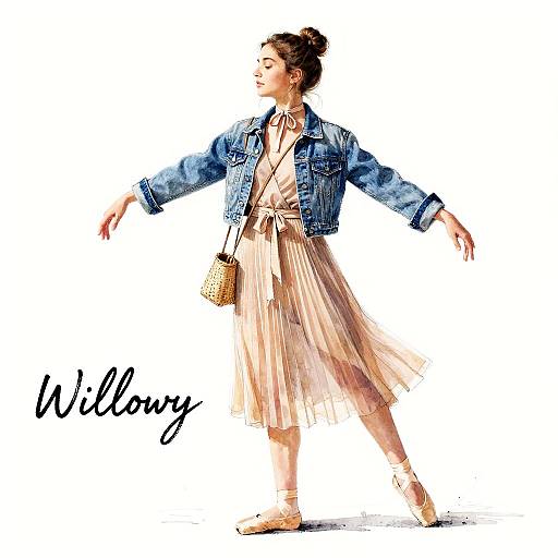 Willowy Ballerina Brunch Ink Watercolor Sketch