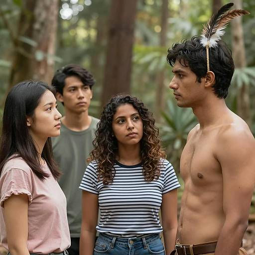 Forest Gathering: Four People in Nature