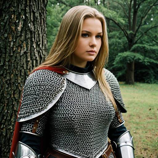 Woman in Knight Chainmail Armor Outdoors
