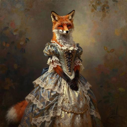Victorian Fox in Dreamy Ball Gown