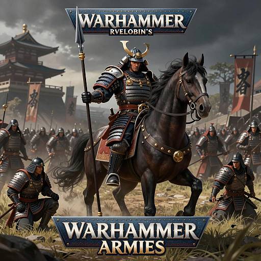 Japanese Warrior on Battlefield Illustration