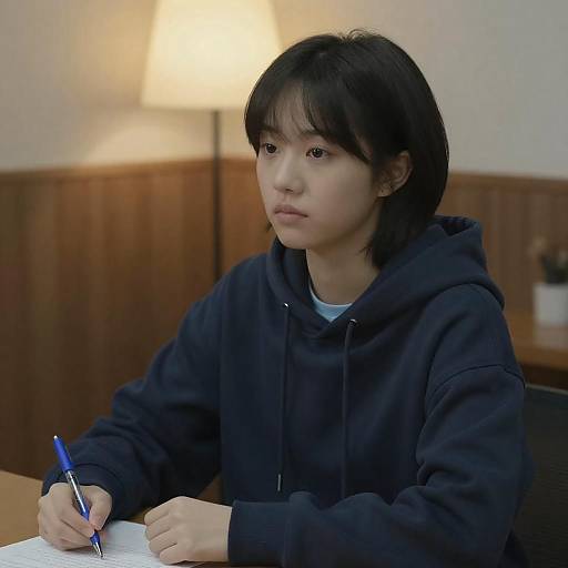 Young Woman Writing in Cozy Room