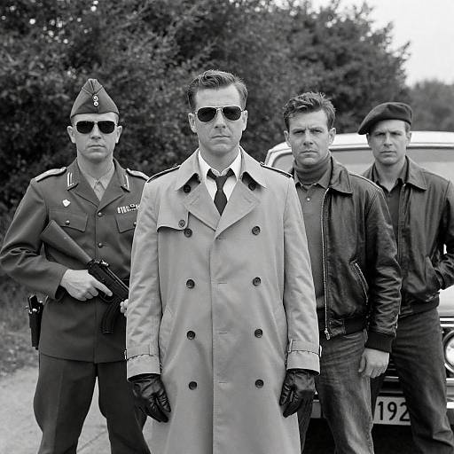 Dramatic Black-and-White Photo of Men