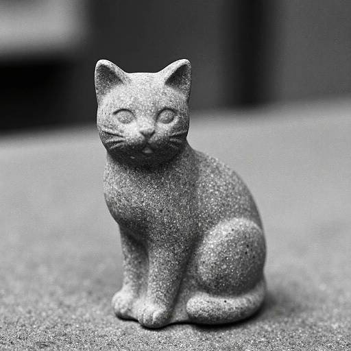 Vintage Macro of Sandstone Cat Statue