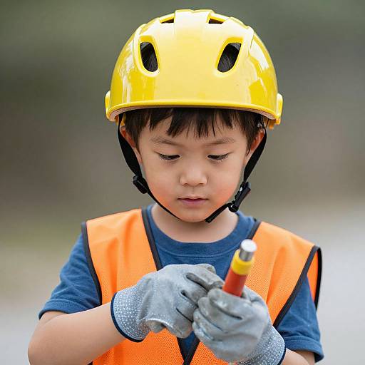 Determined Little Boy in Safety Gear