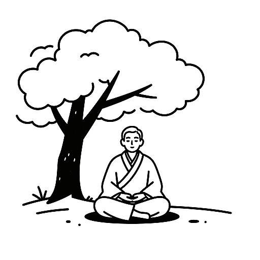 Elderly Man Meditating Under Tree