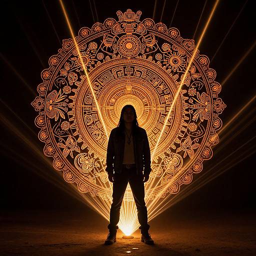 Chicano Young Man in Laser Cone