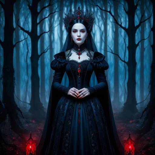Haunting Gothic Noblewoman in Moonlit Forest