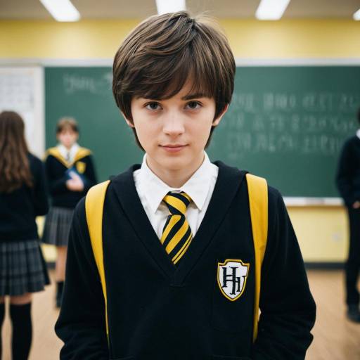 Schoolboy in Hufflepuff Uniform