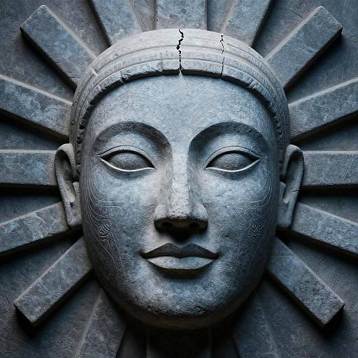 Tribal Stone Face Sun Sculpture