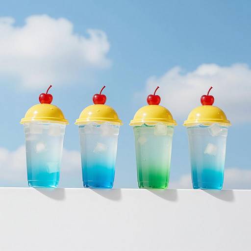Vibrant Cherry Cups Under Blue Sky