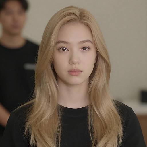 Close-Up of Young Woman in Black Shirt
