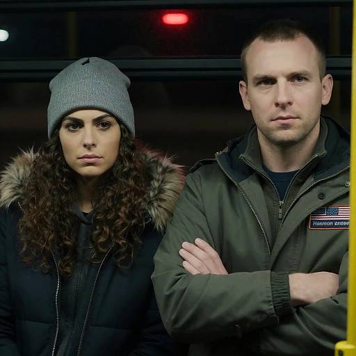 Night Bus Portrait of Two Passengers