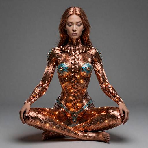 Braided Copper Filament Woman Amber Glow
