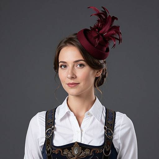 Elegant Dark Red Bavarian Fascinator