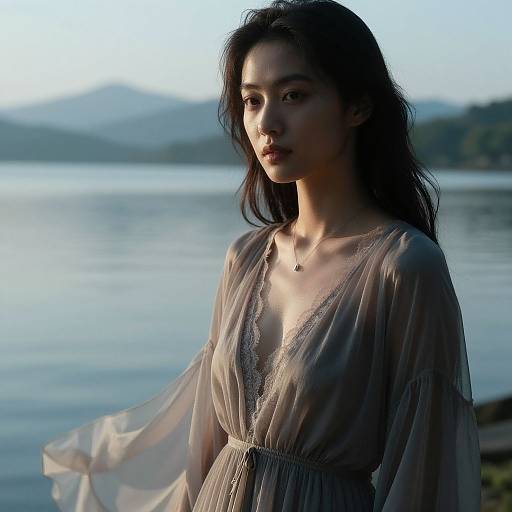 Cinematic Lakeside Portrait in Maxi Dress
