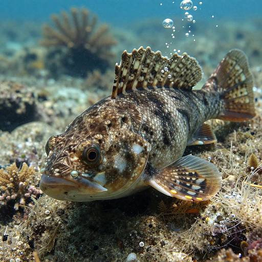 Close-up Quastenflosser on Rocky Seabed