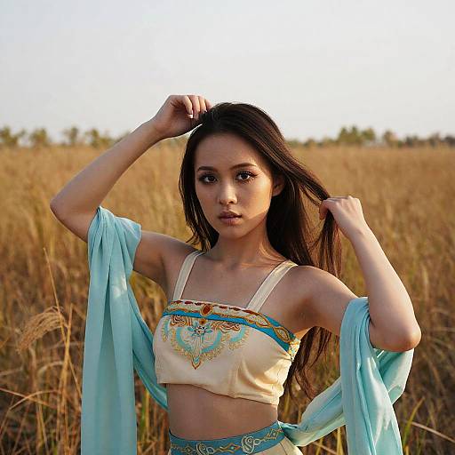 Photorealistic Shy Girl in Dunhuang Dress