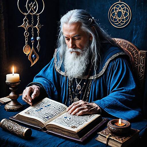 Wise Archmage Reading Ancient Tome