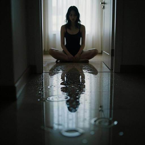 Mirrored Reflections of Silhouetted Woman