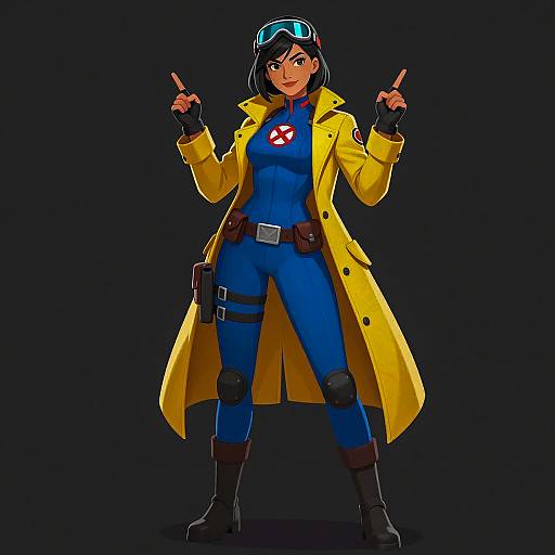 Confident Woman in Yellow Coat Illustration