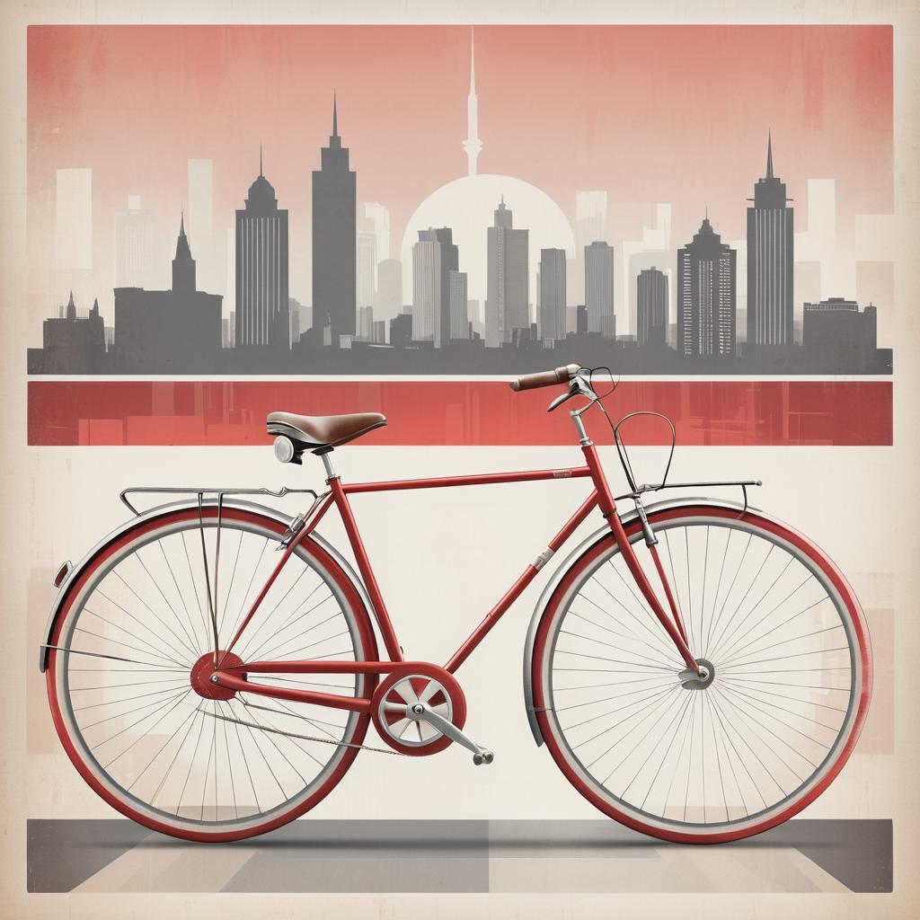 Vintage Bicycle Poster with City Skyline