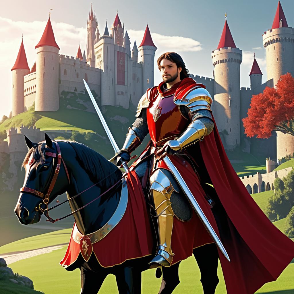 Valiant Knight and Medieval Castle Scene